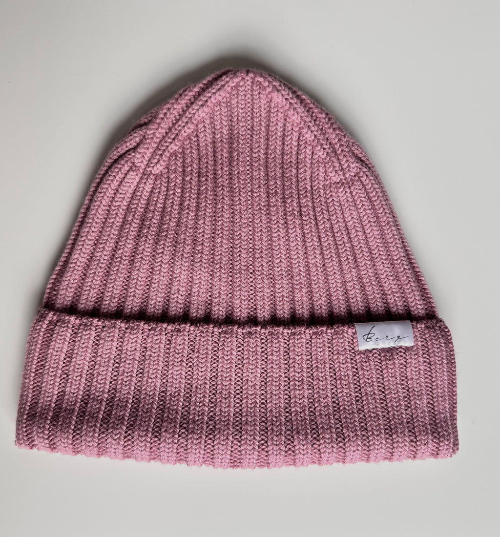 Wool Beanie 100% Merino Dusty Pink